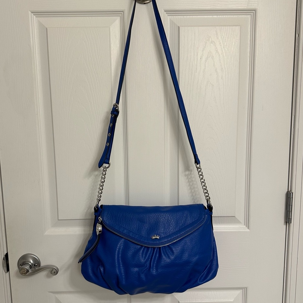 Juicy Couture Cobalt Blue Crossbody - Fold Over Faux Leather Handbag - Picture 3 of 12